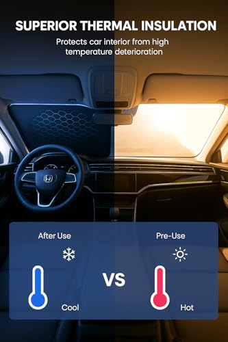 BNYD Car Windshield Sun Shade - Foldable Reflective Sun Visor for Cars, SUVs, Trucks, and Vehicles | Heat Blocking Sunshade to Keep Interior Cool | Summer Automotive Accessories - Image 4