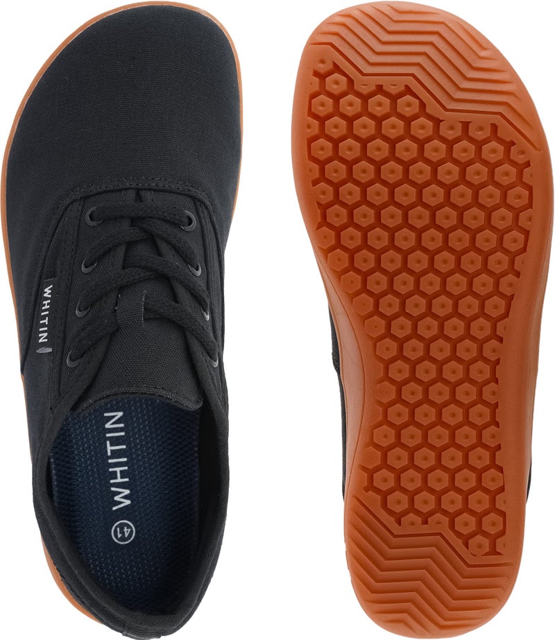 WHITIN Womens Canvas Minimalist Barefoot Sneakers Extra Wide Toe Box Zero Drop Sole Shoes Width Fit Minimus Size 5.5 5.5W Tenis Walking Black Gum 36 - Image 5