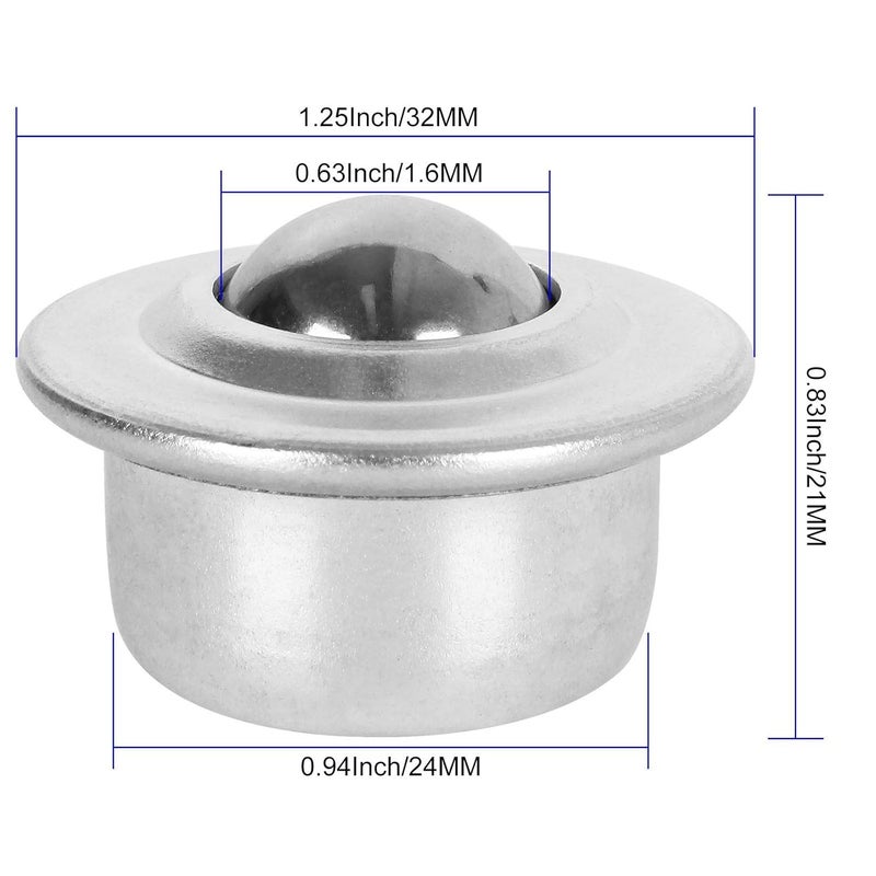 MIVIDE 16PCS 5/8" Roller Ball Transfer Bearings CY-15H Carbon Steel Ball Transfer Bearing Casters Universal Base Conveyor Roller Ball - Image 2