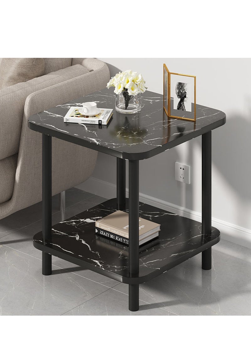 2-Tier Coffee Side Table, Modern Square Sofa End Table for Home Living Room and Office - Image 1