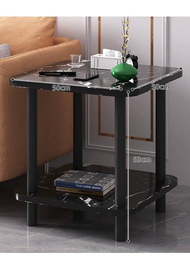 2-Tier Coffee Side Table, Modern Square Sofa End Table for Home Living Room and Office - Image 3