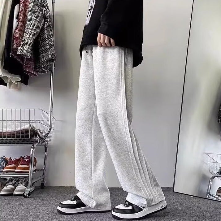 New Style Sweatpants For Boys American Style High Street Trendy Brand Striped Pendant Sweatpants Wide Leg Casual Hong Kong Style Long Pants - Image 3