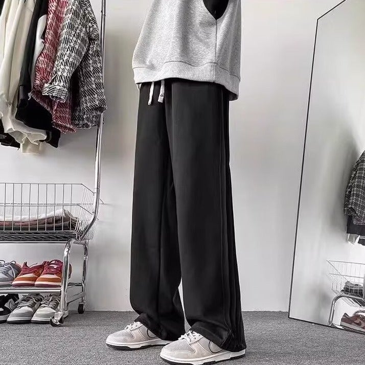 New Style Sweatpants For Boys American Style High Street Trendy Brand Striped Pendant Sweatpants Wide Leg Casual Hong Kong Style Long Pants - Image 2