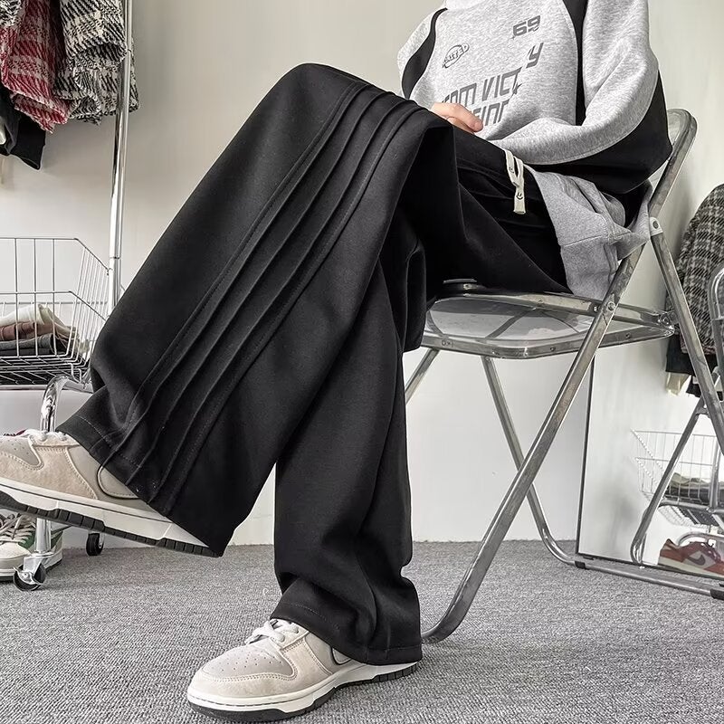 New Style Sweatpants For Boys American Style High Street Trendy Brand Striped Pendant Sweatpants Wide Leg Casual Hong Kong Style Long Pants - Image 4