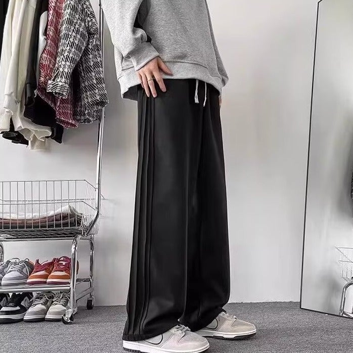 New Style Sweatpants For Boys American Style High Street Trendy Brand Striped Pendant Sweatpants Wide Leg Casual Hong Kong Style Long Pants - Image 5
