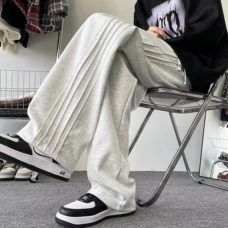 New Style Sweatpants For Boys American Style High Street Trendy Brand Striped Pendant Sweatpants Wide Leg Casual Hong Kong Style Long Pants - Image 1