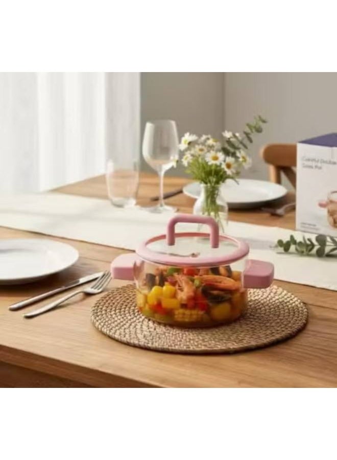 A Pyrex pot with a unique style and very comfortable handles—featuring silicone grips to protect your hands from the heat. ☺️ It is perfect for both cooking and serving; it looks stylish on the dining table and is highly practical in the kitchen. 😍 You can prepare delicious meals in it with complete safety and ease.  Capacity: 3.5 liters - Image 2