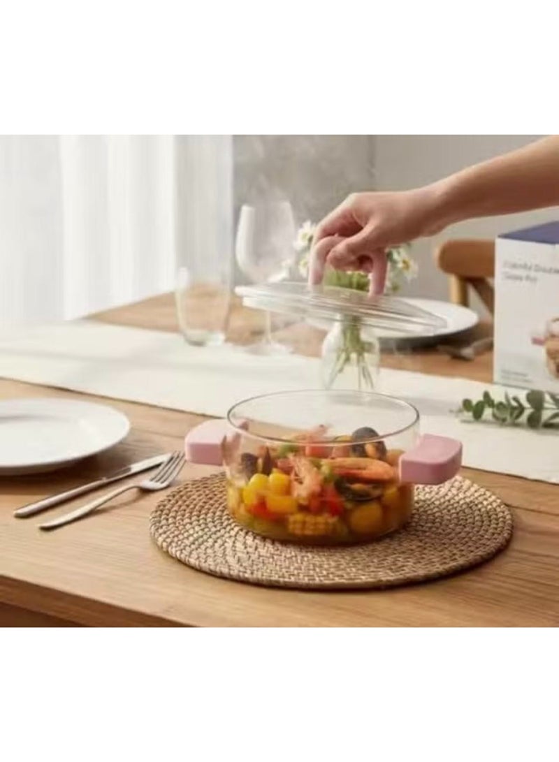 A Pyrex pot with a unique style and very comfortable handles—featuring silicone grips to protect your hands from the heat. ☺️ It is perfect for both cooking and serving; it looks stylish on the dining table and is highly practical in the kitchen. 😍 You can prepare delicious meals in it with complete safety and ease.  Capacity: 3.5 liters - Image 3