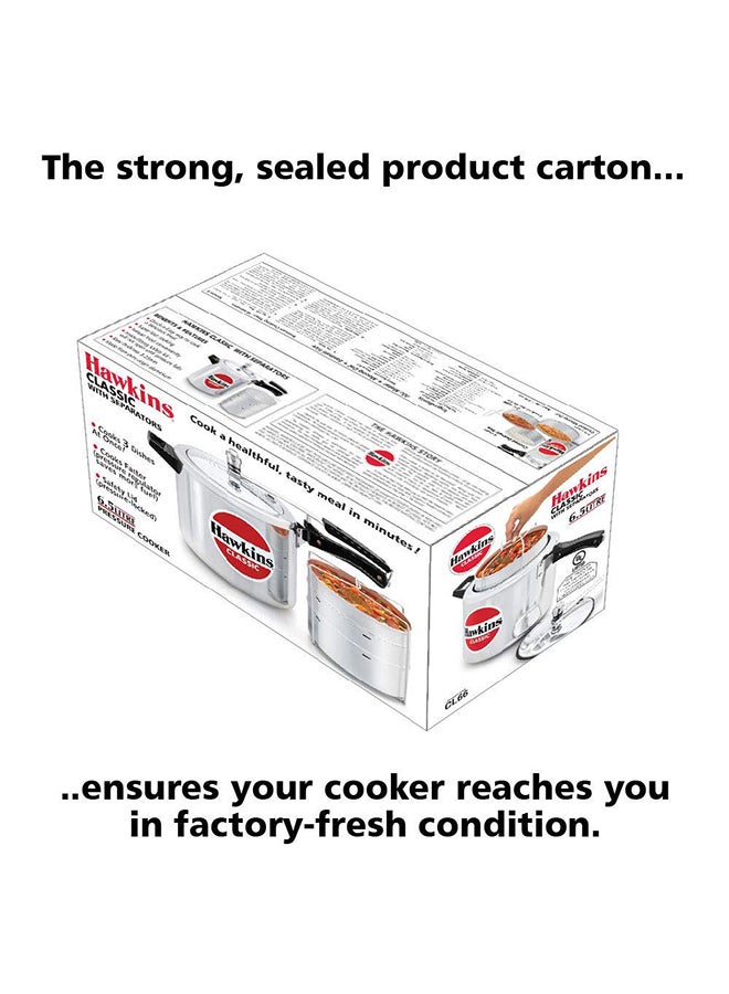 Hawkins 6.5Lcm Pressure Cooker Aluminium With Separator, 6.5 L, Silver silver - Image 5