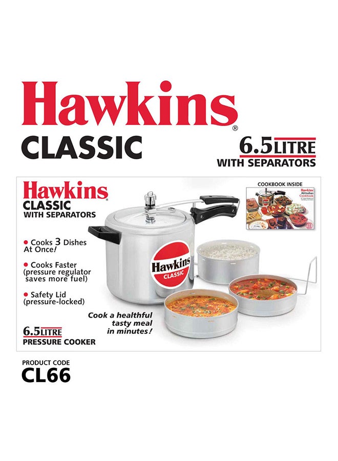 Hawkins 6.5Lcm Pressure Cooker Aluminium With Separator, 6.5 L, Silver silver - Image 3