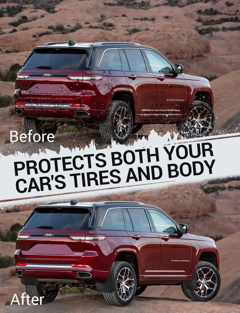 Ecarzo Mud Flaps Fit for 5th Gen Jeep Grand Cherokee 2025 2024 2023 2022 No Drilling Required All Weather Mud Splash Guards Mudflap Front & Rear Gen Jeep Grand Cherokee 2-Row Accessories 4pcs (Non L) - Image 3