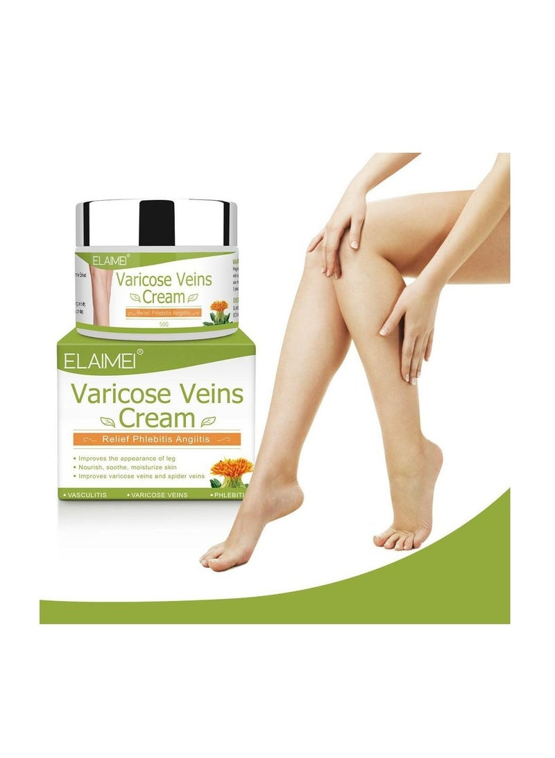 Elaimei كريم الدوالي الأوردة لإصلاح خطوط الدم الحمراء كريم مهدئ للساق لعلاج الدوالي والأوردة العنكبوتية وتخفيف الألم وتحسين الدورة الدموية للساقين المتعبة والثقيلة تخفيف سريع 50 جم - Image 5