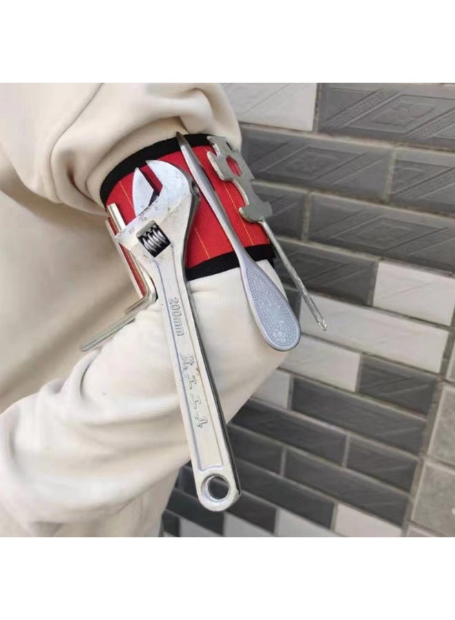 سوار معصم مغناطيسي، حزام ادوات مع 3 مغناطيسات قوية لحمل البراغي والمسامير والبراغي ولقم المثقاب والمقصات وغيرها من الادوات الصغيرة للاعمال اليدوية، حزام ادوات مغناطيسي للمعصم وحامل براغي - Image 3