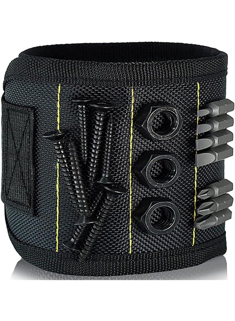 سوار معصم مغناطيسي، حزام ادوات مع 3 مغناطيسات قوية لحمل البراغي والمسامير والبراغي ولقم المثقاب والمقصات وغيرها من الادوات الصغيرة للاعمال اليدوية، حزام ادوات مغناطيسي للمعصم وحامل براغي - Image 2