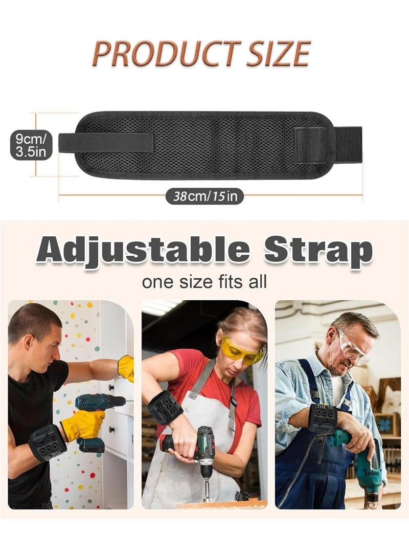سوار معصم مغناطيسي، حزام ادوات مع 3 مغناطيسات قوية لحمل البراغي والمسامير والبراغي ولقم المثقاب والمقصات وغيرها من الادوات الصغيرة للاعمال اليدوية، حزام ادوات مغناطيسي للمعصم وحامل براغي - Image 5