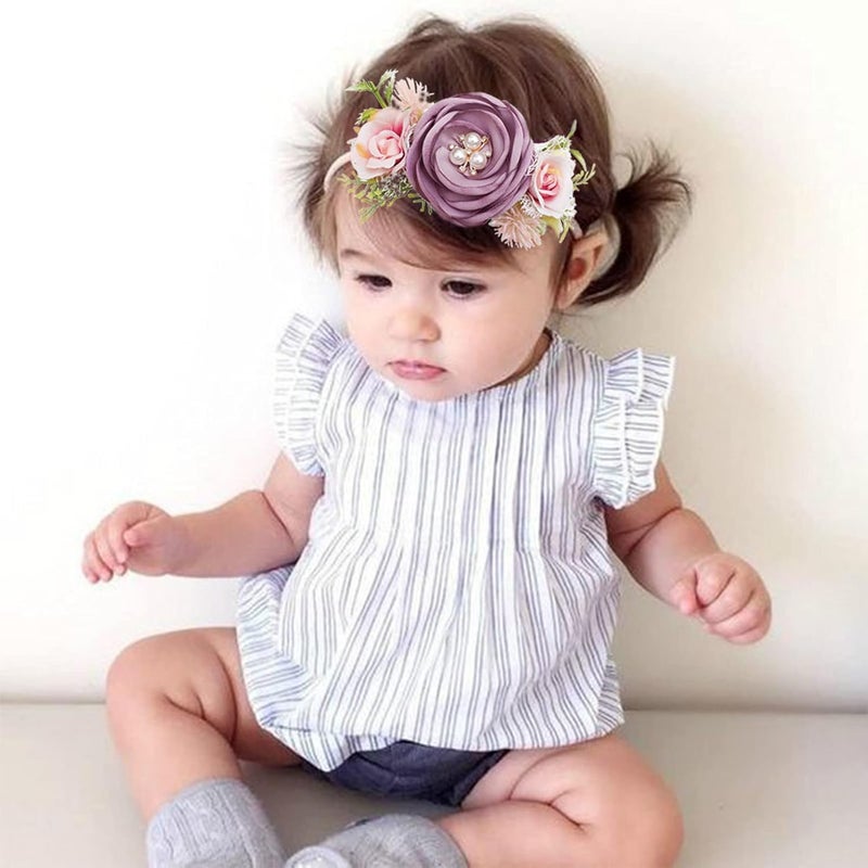 BFNAAgirl Baby Girl Headbands Nylon Flower Elastic Hairbands 3pcs Hair Accessories Gift for Newborn Infant Toddlers YM4 - Image 4