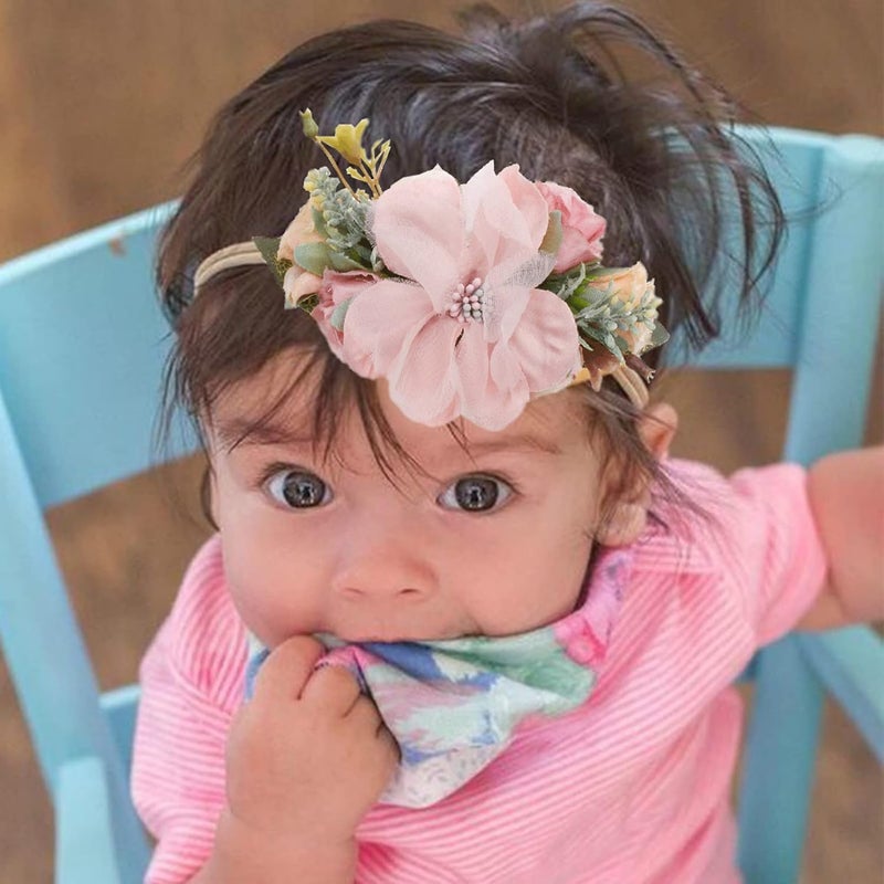BFNAAgirl Baby Girl Headbands Nylon Flower Elastic Hairbands 3pcs Hair Accessories Gift for Newborn Infant Toddlers YM4 - Image 5