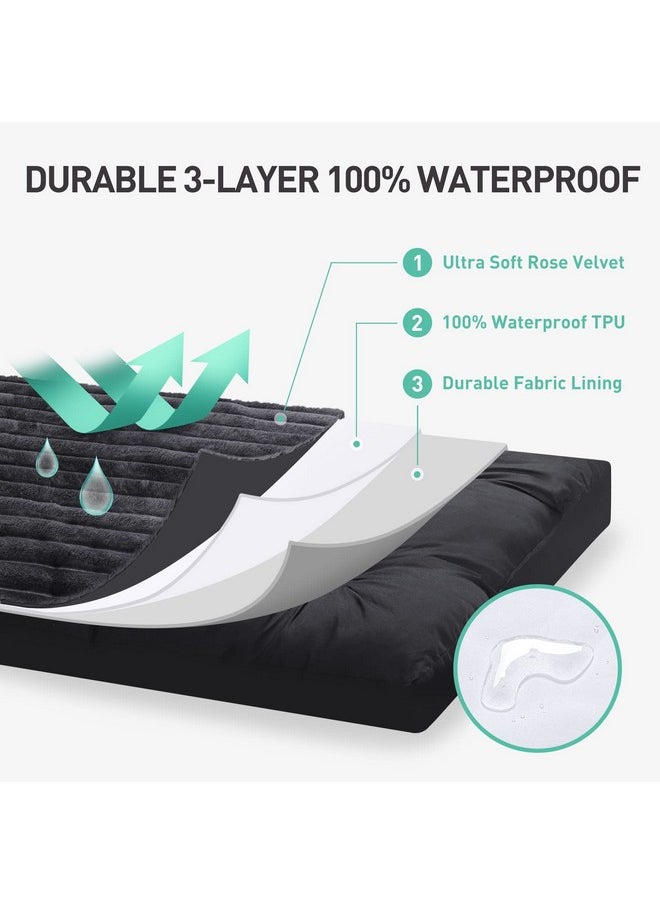 Vonabem - Large Dog Bed Washable With Removable Cover Waterproof, Dog Crate Beds For Xl Large Medium Small Dogs Cats, Soft Flannel Pet Beds AntiSlip Kennel Pad 36 Inch - Image 1