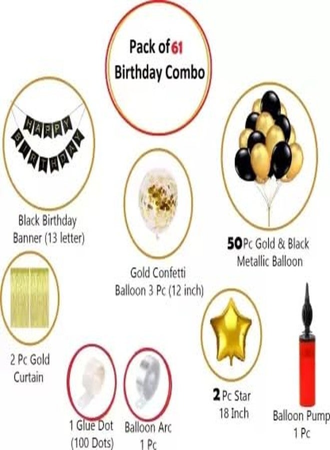 HK balloons Paper 61pcs Birthday Decoration Item Kit With Hand Balloon Pump And Glue Dot for Boys Girls Wife Adult Husband Mom Dad/Happy Birthday Decorations Backdrop Set, Multi - Image 2