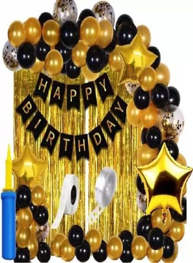 HK balloons Paper 61pcs Birthday Decoration Item Kit With Hand Balloon Pump And Glue Dot for Boys Girls Wife Adult Husband Mom Dad/Happy Birthday Decorations Backdrop Set, Multi - Image 1
