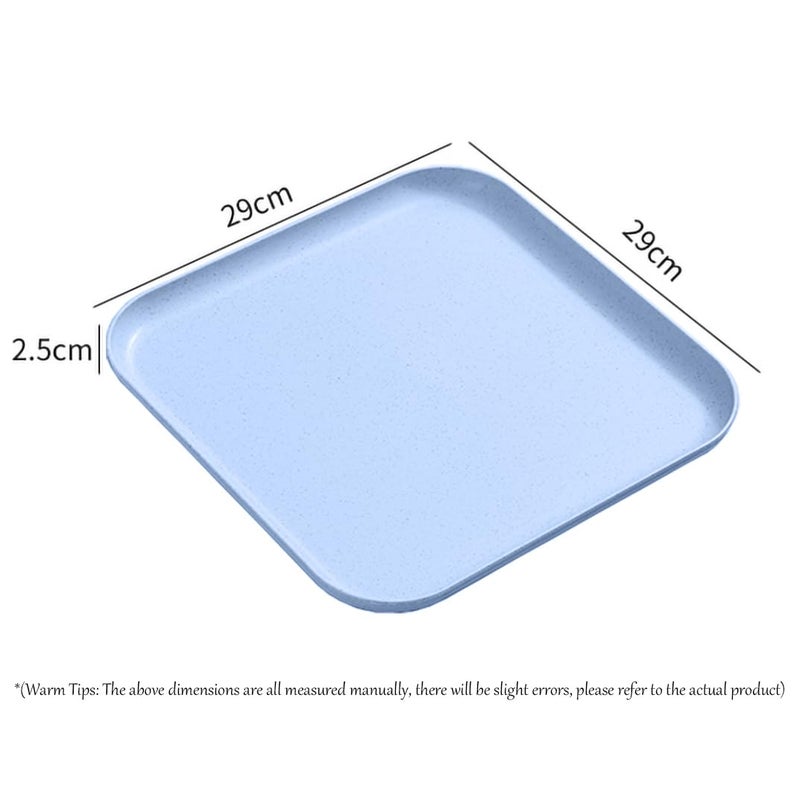P-Plus International Wheat Straw Serving Platters Tray Breakfast Tray for Food Kitchen Buffet Platters Trays Snack Plate Breakfast Eating Trays for Living Room (Nordic Blue, Pack of 2) - Image 2