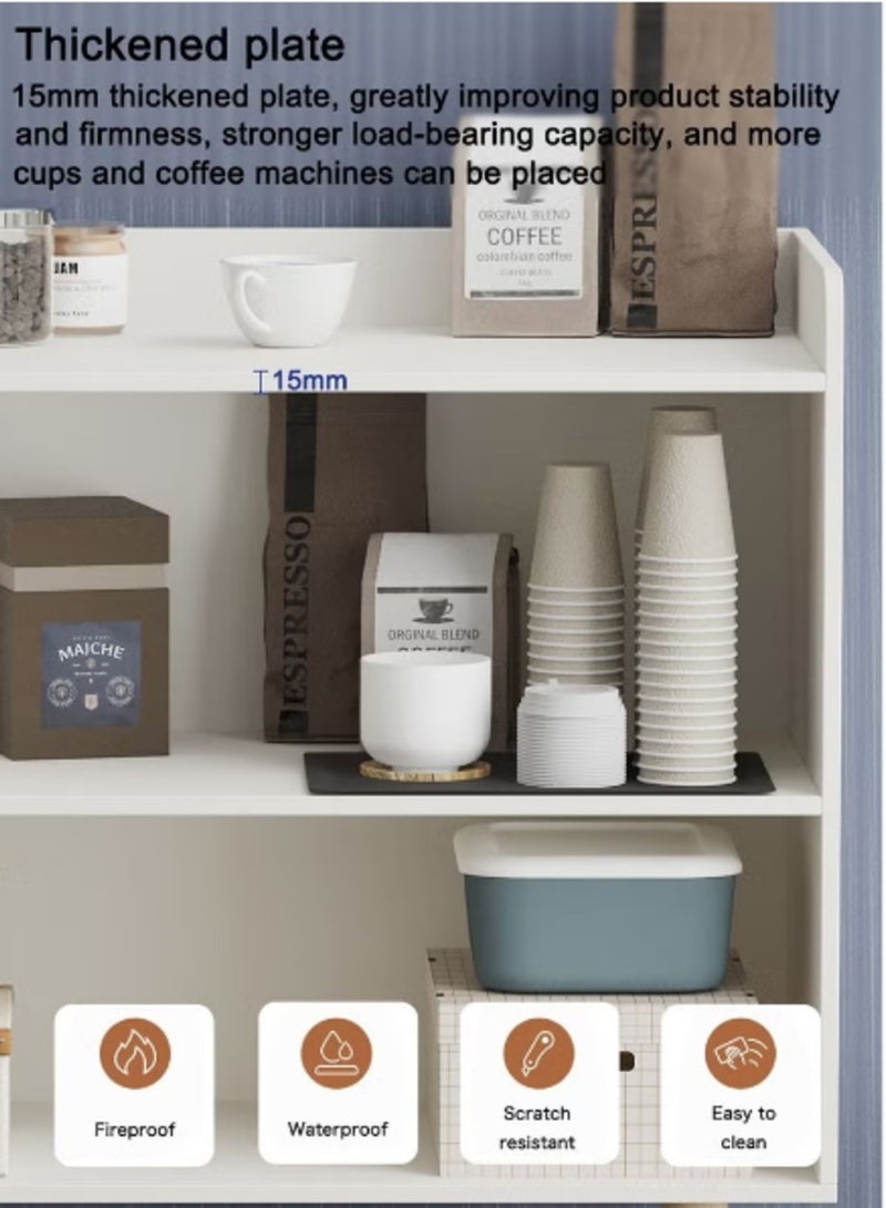 AGD Coffee Cabinet with Large Top, Open Shelves and 2 Storage Drawers 100x35x90 cm for Living Room or Office White - Image 5