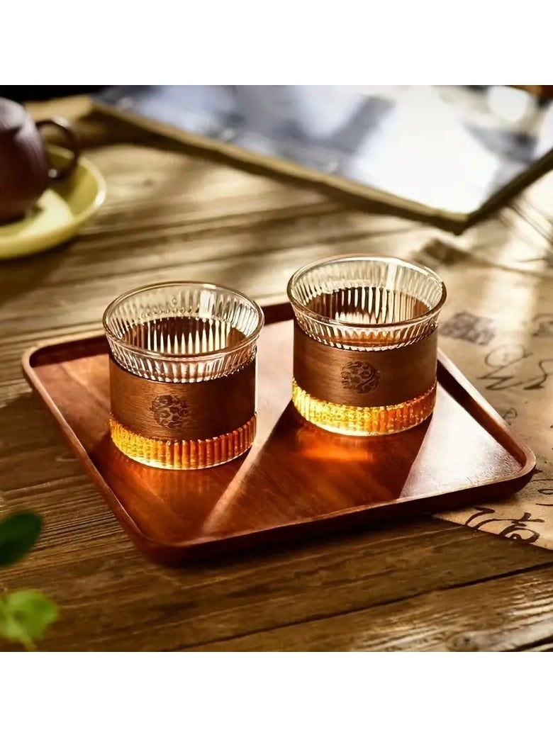 High Borosilicate Glass Coffee Cup with Wooden Insulation Ring | 180ml Heat Resistant and Explosion-Proof Glassware for Coffee, Tea, Juice, and More | Durable, Handcrafted Glass Cup for Home, Office, and Restaurant Use  - Image 3