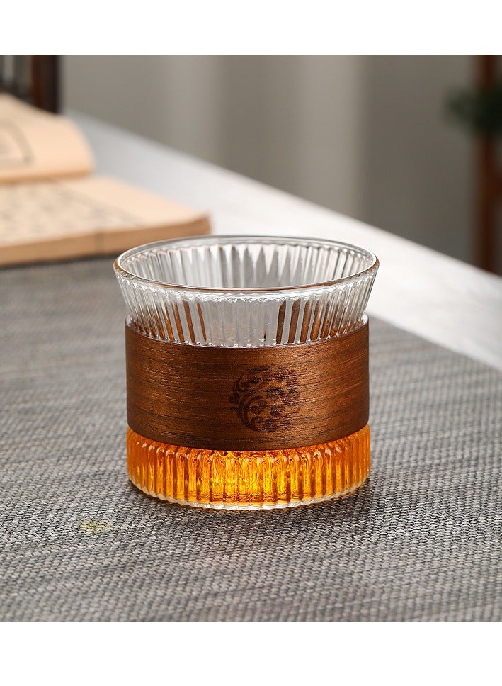High Borosilicate Glass Coffee Cup with Wooden Insulation Ring | 180ml Heat Resistant and Explosion-Proof Glassware for Coffee, Tea, Juice, and More | Durable, Handcrafted Glass Cup for Home, Office, and Restaurant Use  - Image 5