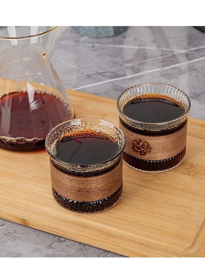 High Borosilicate Glass Coffee Cup with Wooden Insulation Ring | 180ml Heat Resistant and Explosion-Proof Glassware for Coffee, Tea, Juice, and More | Durable, Handcrafted Glass Cup for Home, Office, and Restaurant Use  - Image 4