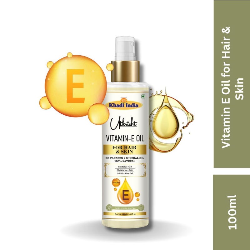 Utkrisht Khadi Pure Vitamin E Oil For Skin  Hair 100ml  Ayurvedic Herbal Hair Oil for Healthy Skin  Non Sticky Paraben  Mineral Oil Free  For All Types  Daily Use for Men  Women - Image 3