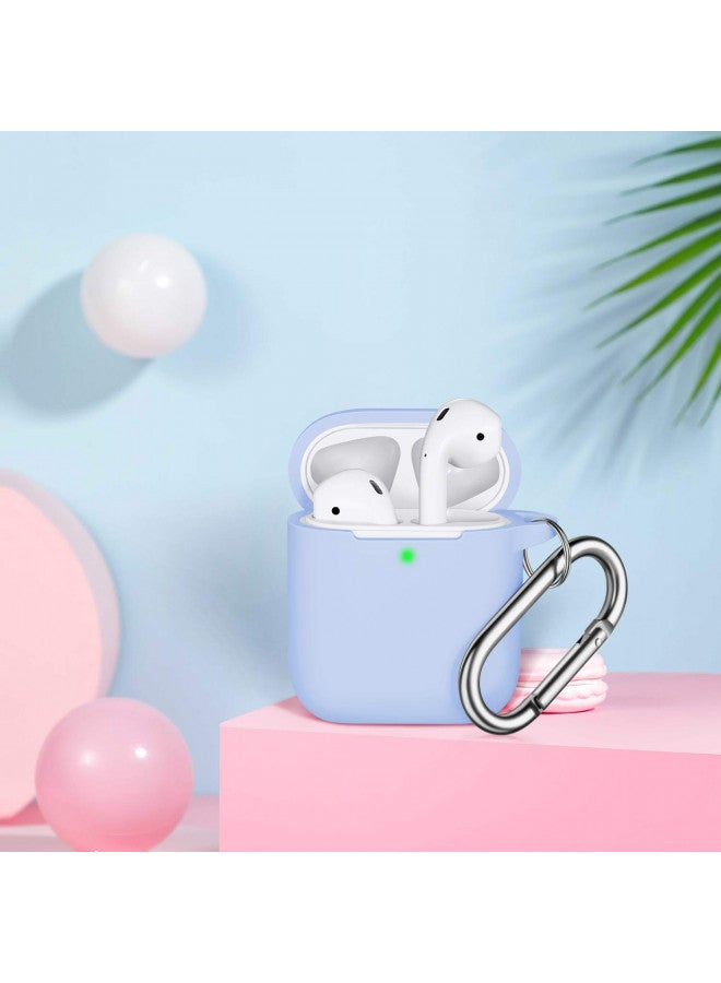 R-fun غطاء واقي من السيليكون الناعم متوافق مع علبة AirPods من R-fun، مع سلسلة مفاتيح للنساء والرجال متوافق مع علبة شحن Apple AirPods الجيل 2 و الجيل 1، مع رؤية LED أمامية، أزرق سماوي - Image 1