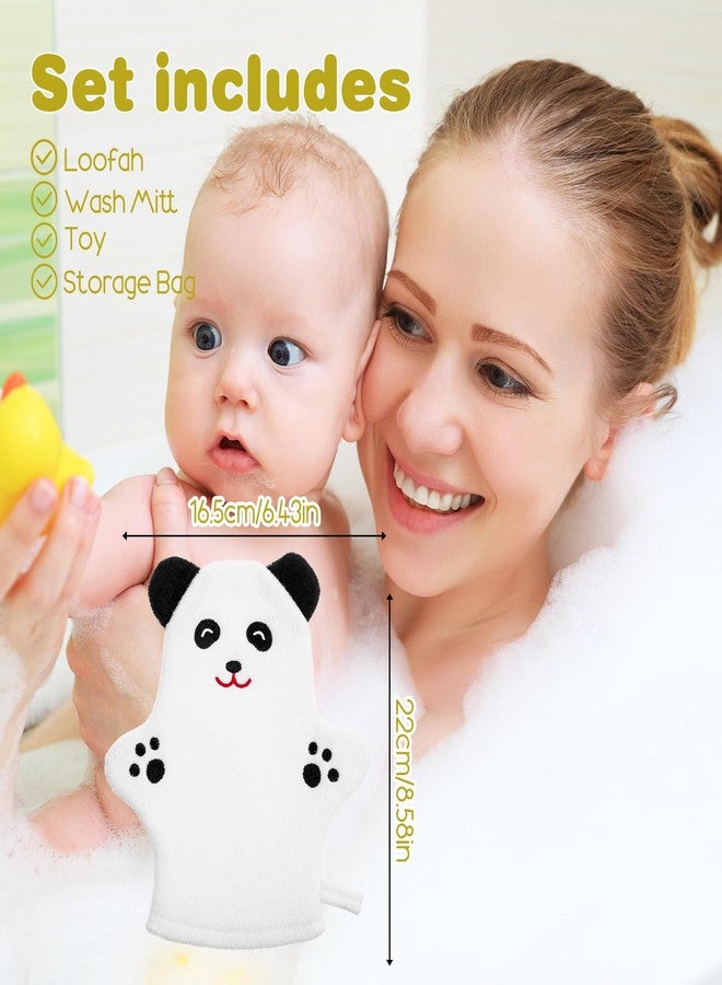 KFHENSOMR 2PCS Baby Bath Mitt Washcloths Gloves Panda Chicken Toddler Soft Washcloths for Kids Designed in Cute Animal Towel Gentle Scrub for Baby Girl Boy Bath Shower - Image 2