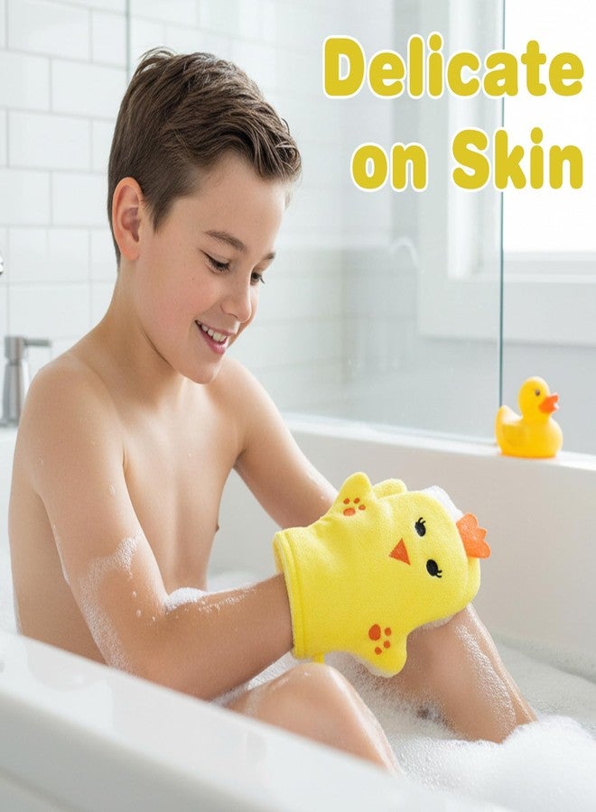 KFHENSOMR 2PCS Baby Bath Mitt Washcloths Gloves Panda Chicken Toddler Soft Washcloths for Kids Designed in Cute Animal Towel Gentle Scrub for Baby Girl Boy Bath Shower - Image 5