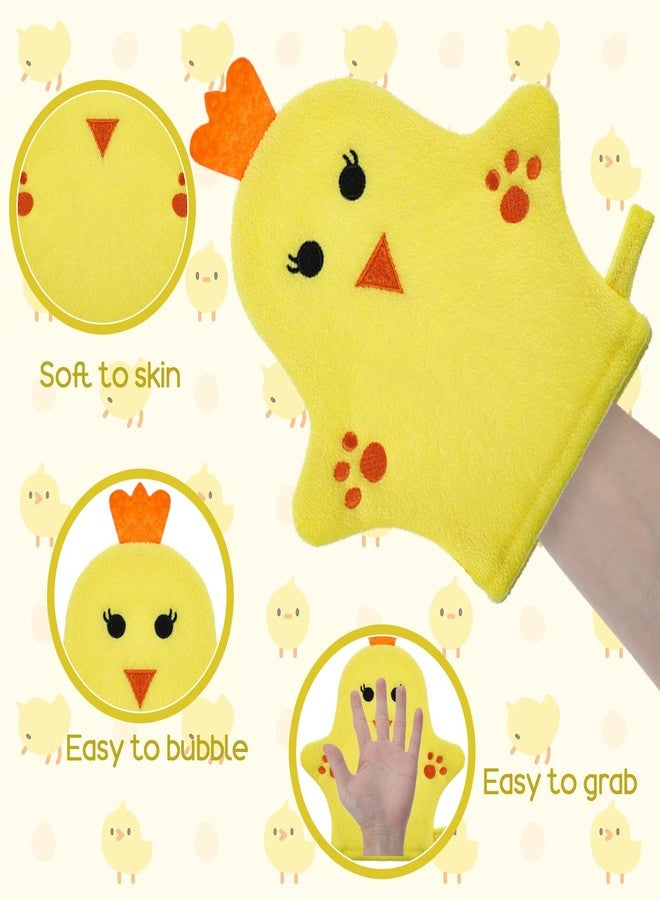 KFHENSOMR 2PCS Baby Bath Mitt Washcloths Gloves Panda Chicken Toddler Soft Washcloths for Kids Designed in Cute Animal Towel Gentle Scrub for Baby Girl Boy Bath Shower - Image 3