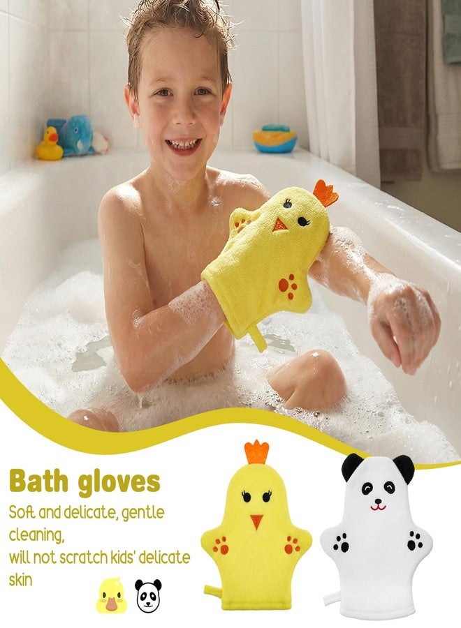 KFHENSOMR 2PCS Baby Bath Mitt Washcloths Gloves Panda Chicken Toddler Soft Washcloths for Kids Designed in Cute Animal Towel Gentle Scrub for Baby Girl Boy Bath Shower - Image 4