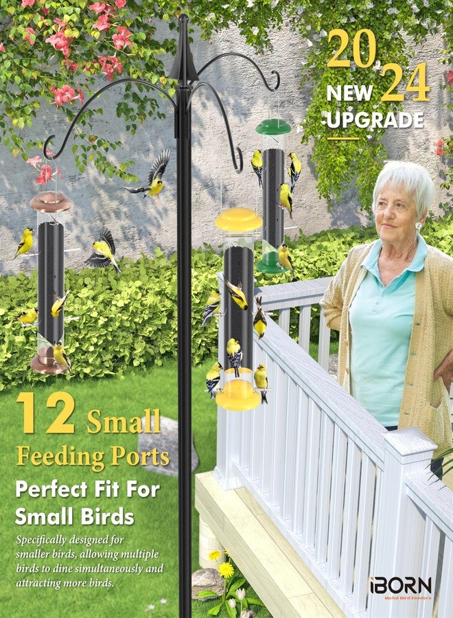 iBorn Metal Bird Feeder Thistle Bird Feeder,Finch Feeders for Thistle Seed,Tube Feeder Hanging Hook 14 Inch Yellow - Image 3