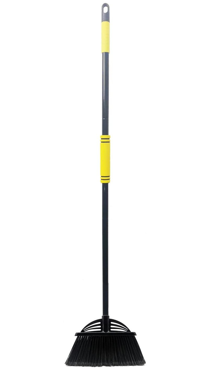 Xifando FourSection Rod LongHandled BroomHeavyDuty Broom Angle Broom for OutdoorIndoorBlackYellow