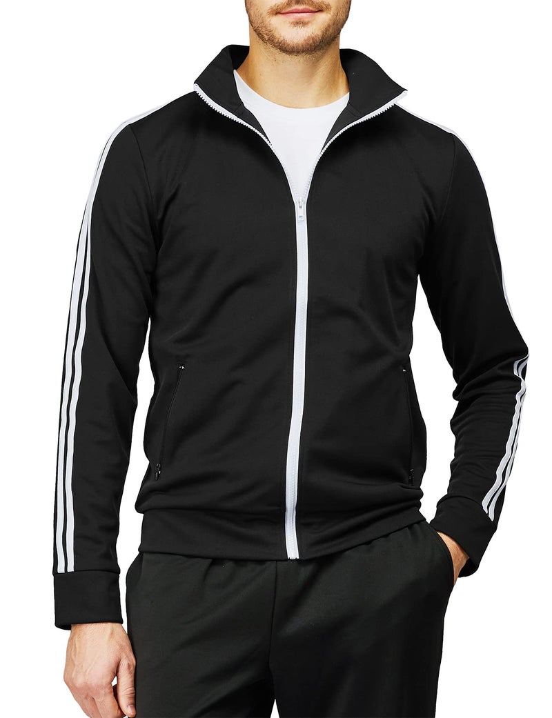 H2H Mens Active Slim Fit Track Lightweight Jacket Zip-up Long Sleeve BLACK US 3XL/Asia 4XL (CMOJA0103) - Image 4