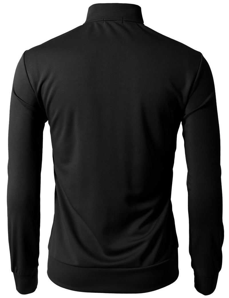 H2H Mens Active Slim Fit Track Lightweight Jacket Zip-up Long Sleeve BLACK US 3XL/Asia 4XL (CMOJA0103) - Image 3