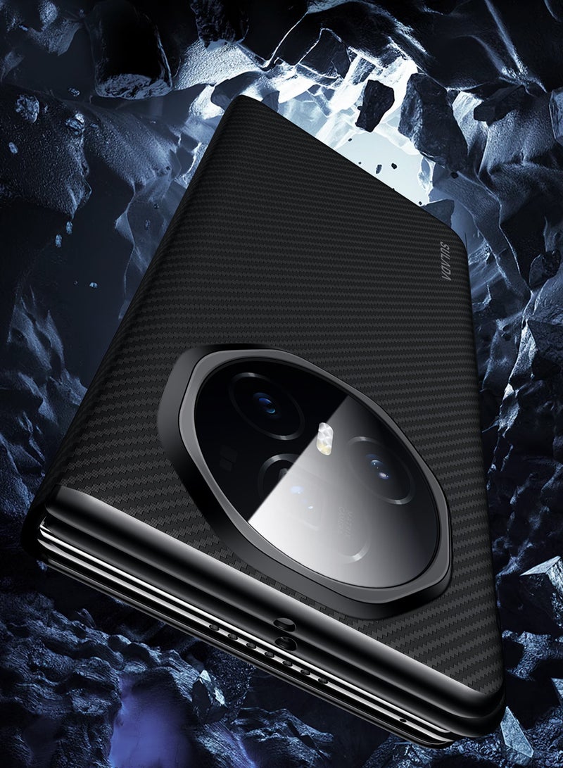 general Case for Magic V5 Magnetic Flip Case View Window + Wireless Charge + Card Slot,Carbon Fiber Folio Slim Case for Honor Magic V5 - Image 3