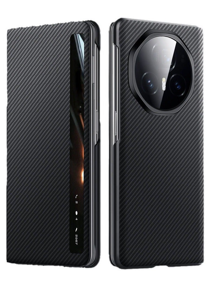 general Case for Magic V5 Magnetic Flip Case View Window + Wireless Charge + Card Slot,Carbon Fiber Folio Slim Case for Honor Magic V5 - Image 1