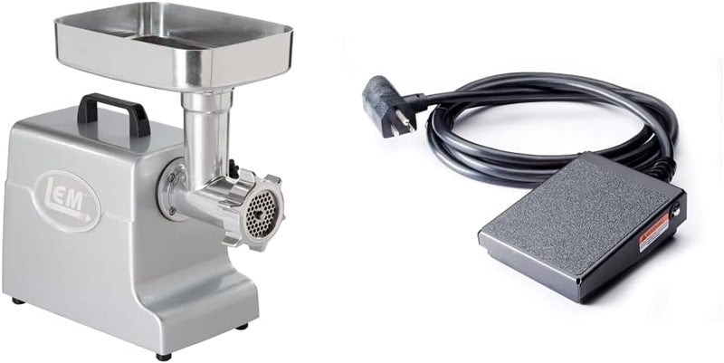 LEM Products 1158 Mighty Bite Electric Meat Grinder Aluminum  Products 724 Meat Grinder Foot Switch Black - Image 1
