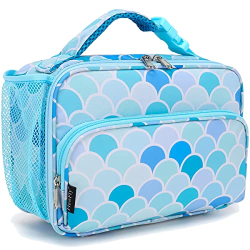 FlowFly Kids Lunch box with buckle Insulated Cooler Back to School Thermal Meal Tote Kit for Girls Boys Mermaid - Image 1