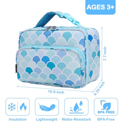 FlowFly Kids Lunch box with buckle Insulated Cooler Back to School Thermal Meal Tote Kit for Girls Boys Mermaid - Image 3