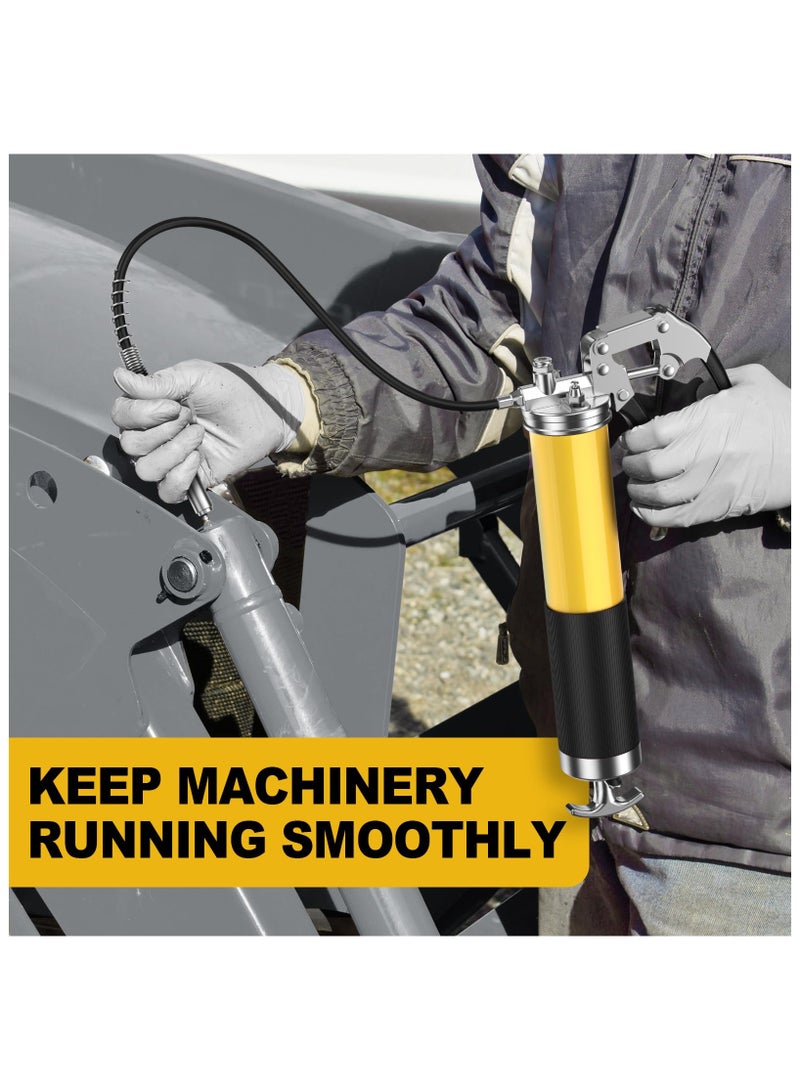 Grease Gun Kit 8000 PSI Heavy Duty Pistol Grip with Flex Hose, Rigid Pipe and Quick Coupler 14oz - Image 4