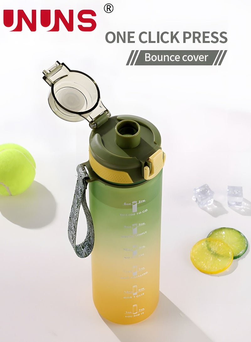 UNUNS 1L Motivational Water Bottle with Time Marker, Leakproof BPA & Toxic Free, Inspirational Tritan Sports Drinking Jug Water Jug with Flip Spout Fit for Home Office, Gym, Outdoor Sports - Image 2