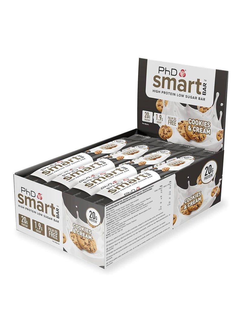 PhD - Smart Bar Cookies & Cream Pack Of 12 x 64g - Image 1