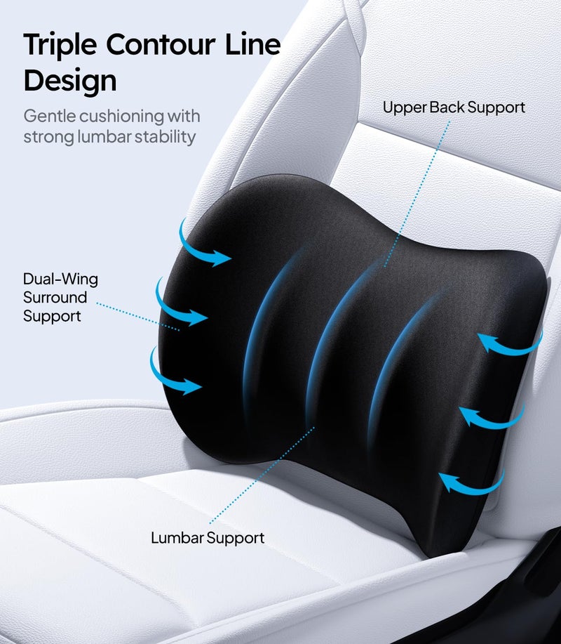 Wigoo 2026 Car Neck Pillow and Lumbar Support Pillow for Car Kit [Ergonomic Design, Pressure Relief] Soft Car Headrest Pillow Back Cushion with Adjustable Strap, Fits All Vehicles (Black) - Image 5