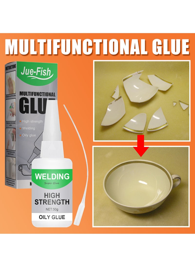 JUE-FISH High-Strength Multifunctional Glue – Instant Bonding Adhesive for Metal, Plastic, Wood, Ceramics, and Leather | Long-Lasting Repairs with Strong Adhesion (50g*2pcs) - Image 5