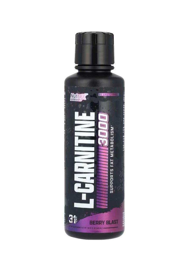 Nutrex Research L-Carnitine 3000 Berry Blast 15.72 fl oz (465 ml)  - Image 1